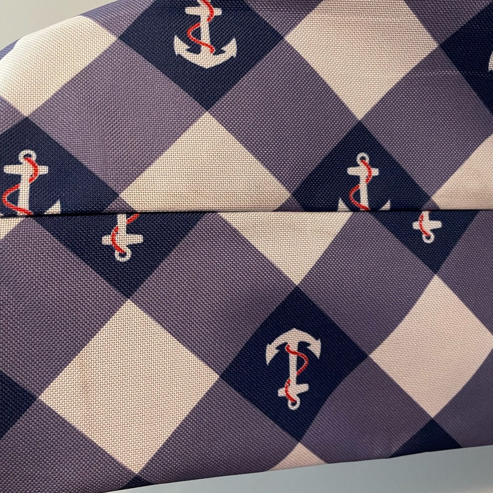 Nautical Anchor Pattern Beach Tote Bag - Navy and White - Picture 4 of 9